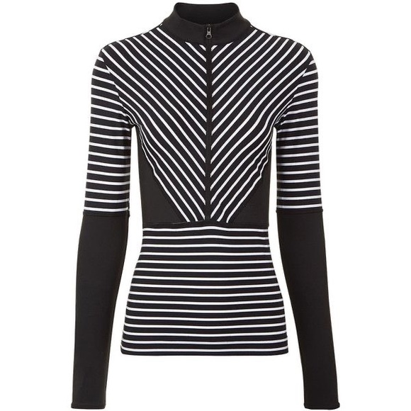 Adidas By Stella McCartney Black/White Stripe Long Sleeve Half Zip Top | XS - Picture 1 of 8